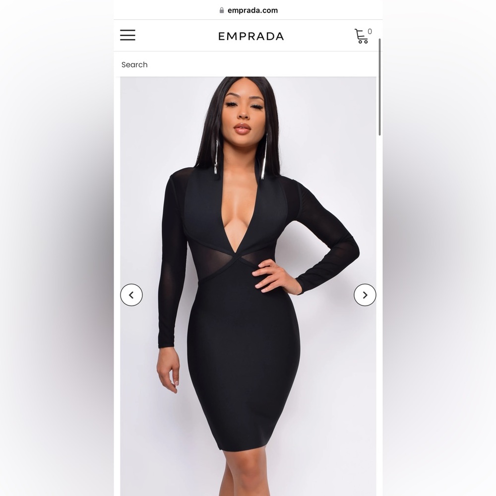 Emprada heartbreak city black plunge v neck bandage dress in size 2XL